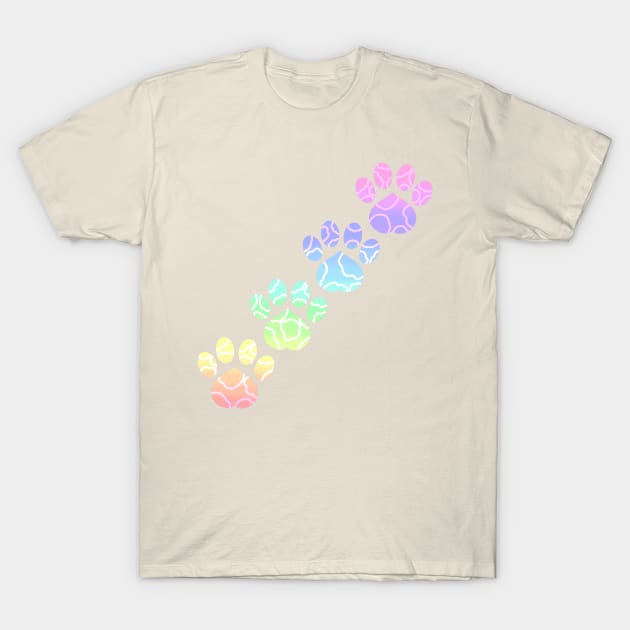 Rainbow Paw Prints (Version 1) T-Shirt by sarahghost416